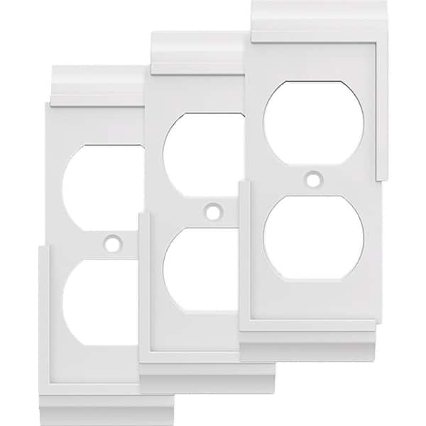 Hampton Bay Derby Pure White 1-Gang Custom Single Duplex Outlet Wall Plate (3-Pack)