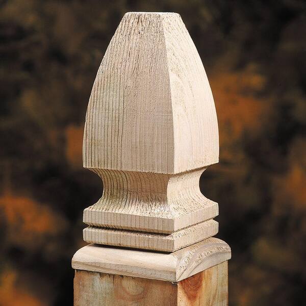 treated wood Finial base for 4" fence posts decking 