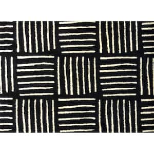 Weave Washable Black Sand 3 in. x 1 ft. 5 in. Small Mat Floor Mat Area Rug