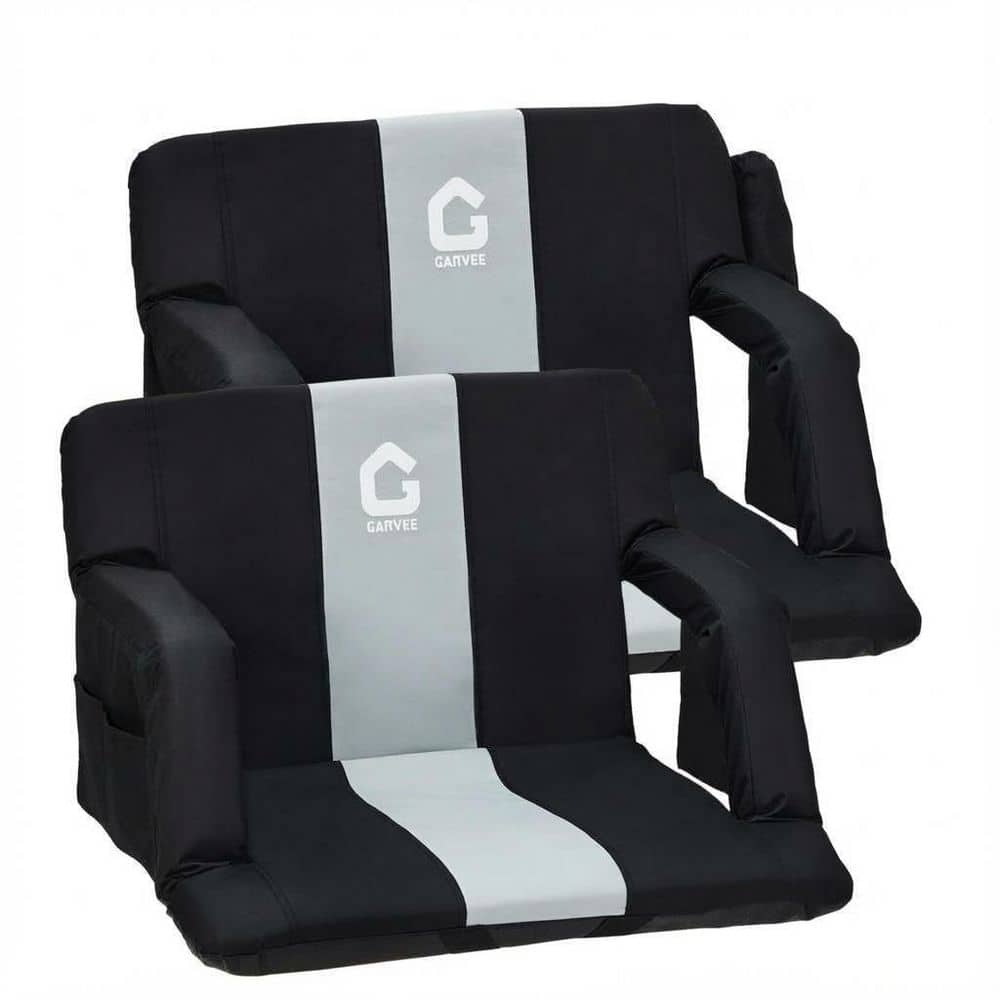 2-Pack Gray Portable Stadium Seats, 20 in Wide Bleacher Seat with Back Support, 6 Adjustable Angle and Cup Holder price history on PriceWatchPro
