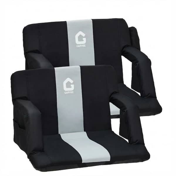 2-Pack Gray Portable Stadium Seats, 20 in Wide Bleacher Seat with Back Support, 6 Adjustable Angle and Cup Holder