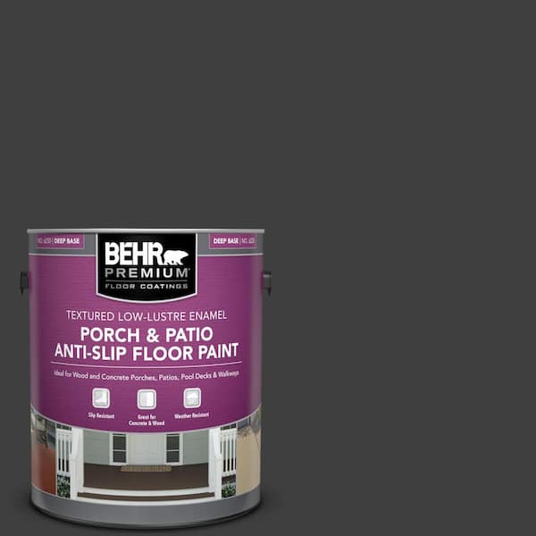 BEHR PREMIUM 1 gal. #ECC-10-2 Jet Black Textured Low-Lustre Enamel Interior/Exterior Porch and Patio Anti-Slip Floor Paint