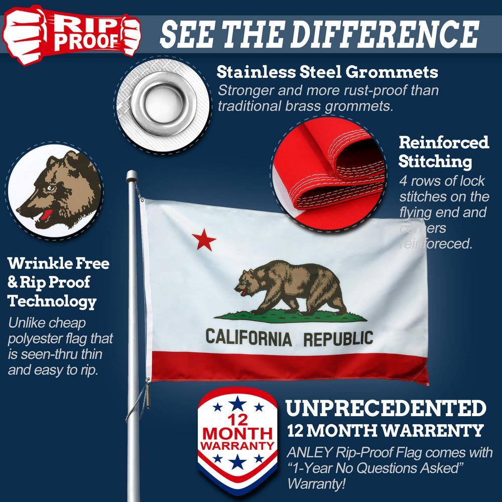 Rip-Proof Double Sided 3-Ply California State Flag 3x5 Foot