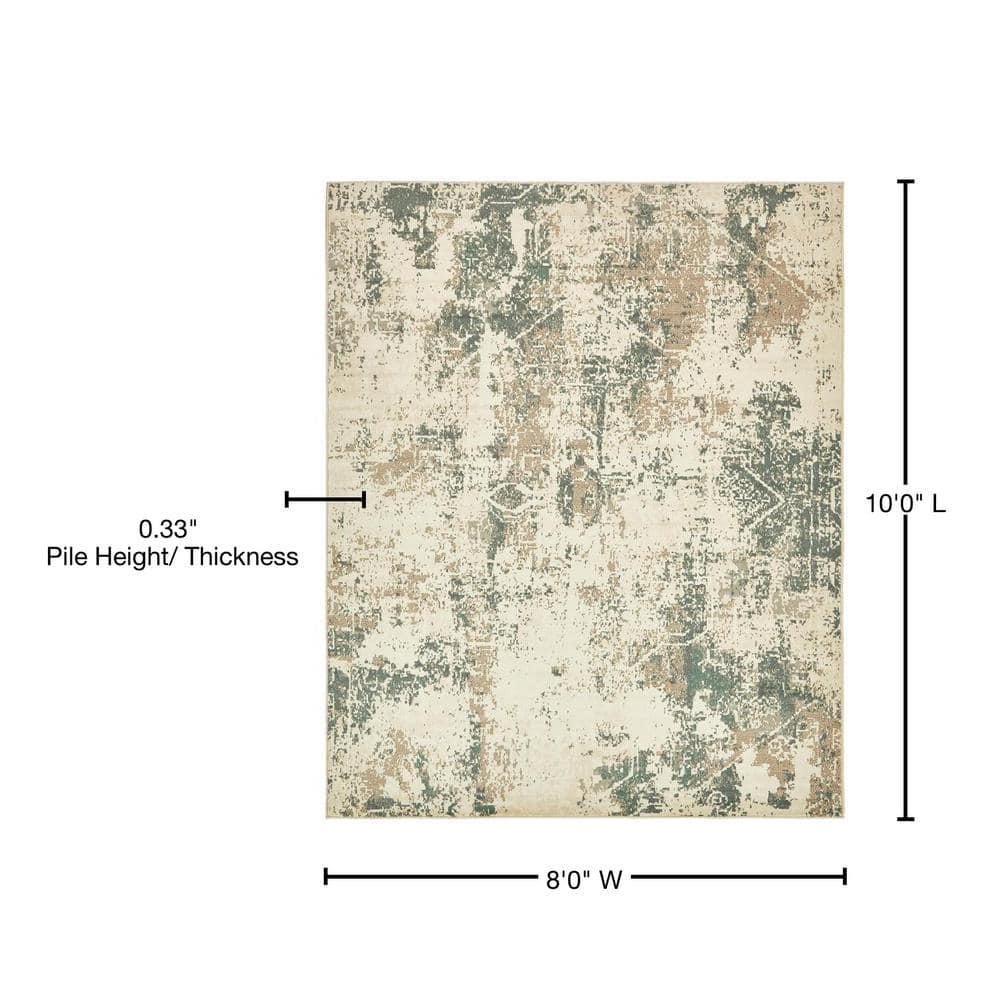 Gray Abstract 8' x 10' Synthetic Stain-Resistant Rug