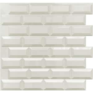 3D Falkirk Retro IV 23 in. x 22 in. White Faux Brick PVC Decorative Wall Paneling (10-Pack)