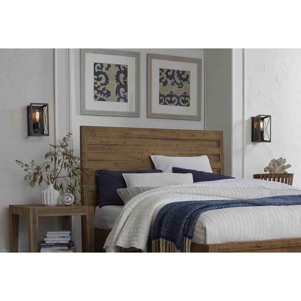 Antique Bronze and Oak Farmhouse Wall Sconce