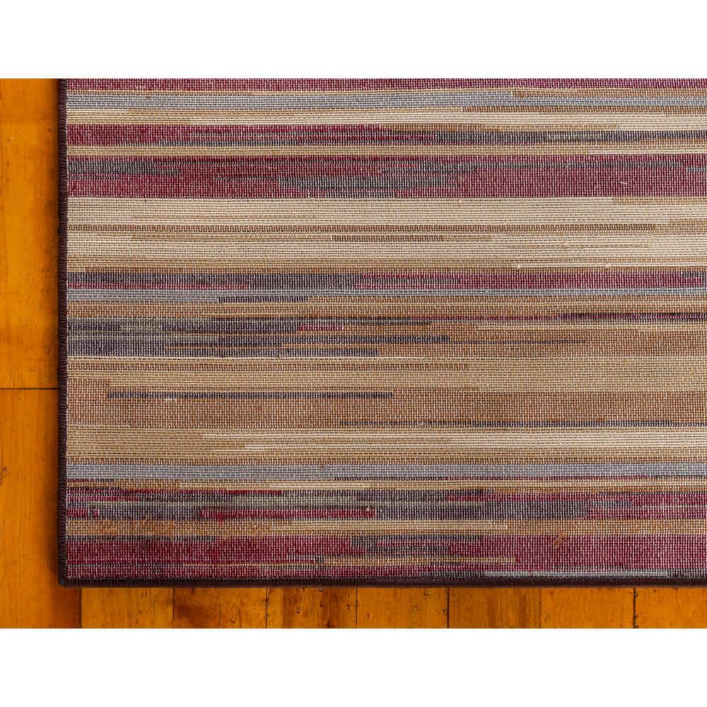 Braided Edge Handmade 8' x 10' Black Stripe Synthetic Rug