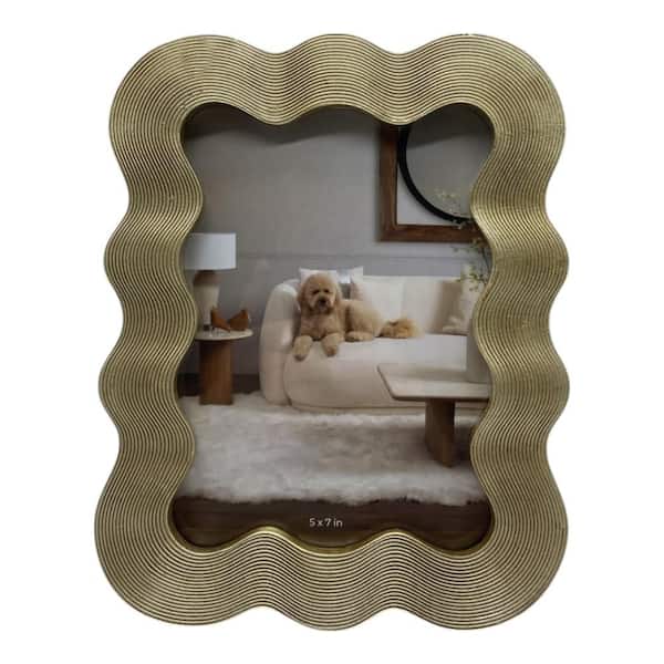 5 in. x 7 in. Gold Resin Photo Frame with Sculpted Wavy Border