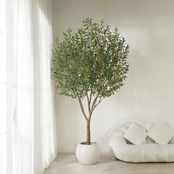8 ft. Artificial Olive Tree Indoor/Outdoor UVResistant,MultiBranched Faux Tree for Home Office Living Room Decor