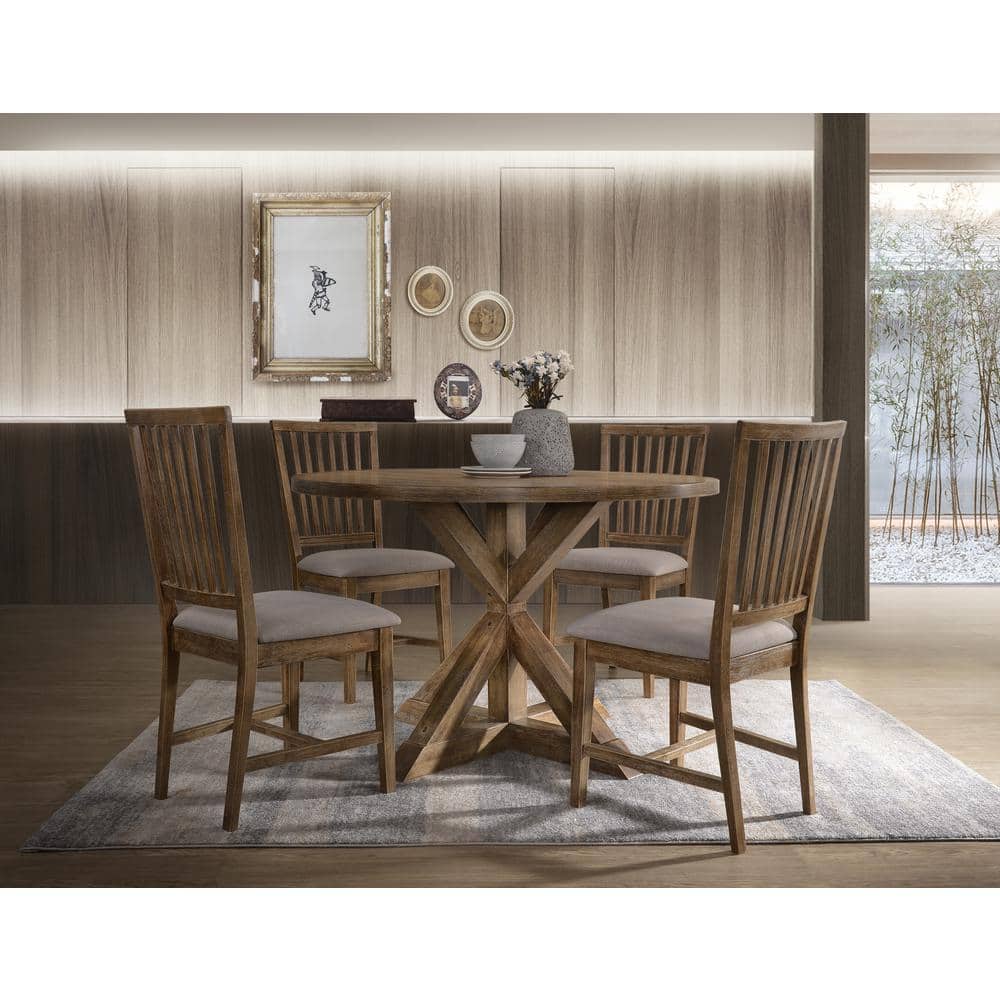 Transitional 48" Reclaimed Weathered Oak Round Dining Table