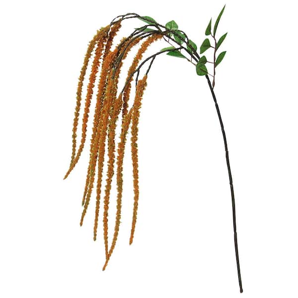 37.5 in. Orange Artificial Amaranthus Flower Hanging Plant Greenery Foliage Spray (Set of 4)