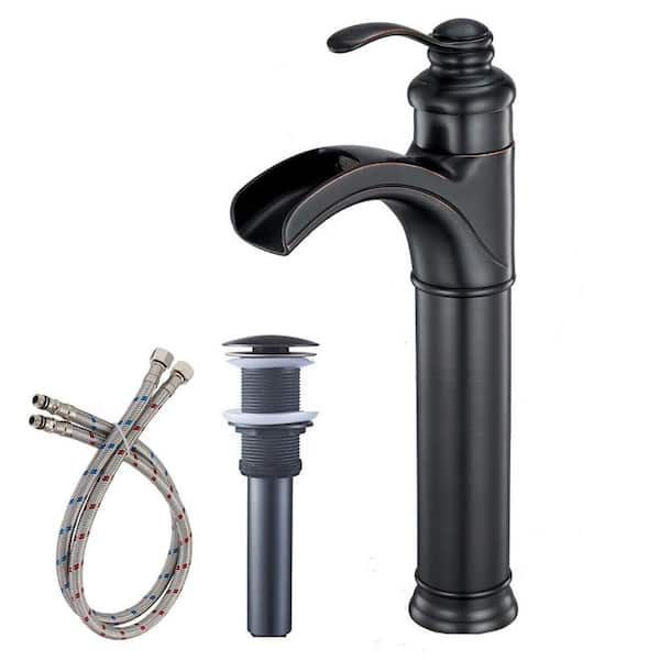 Unbranded Single Handle Single-Hole Bathroom Vessel Sink Faucet Set with Pop-Up Drain Set in Oil Rubbed Bronze