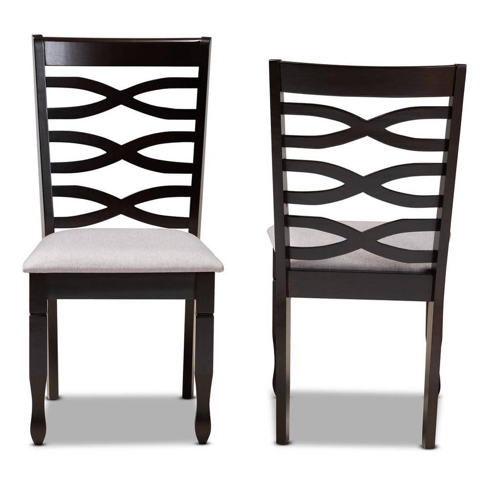 Gray Upholstered Oak and Rubberwood Dining Chair Set