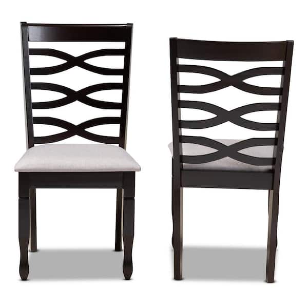 Baxton Studio Lanier Grey and Dark Brown Fabric Dining Chair (Set of 2)