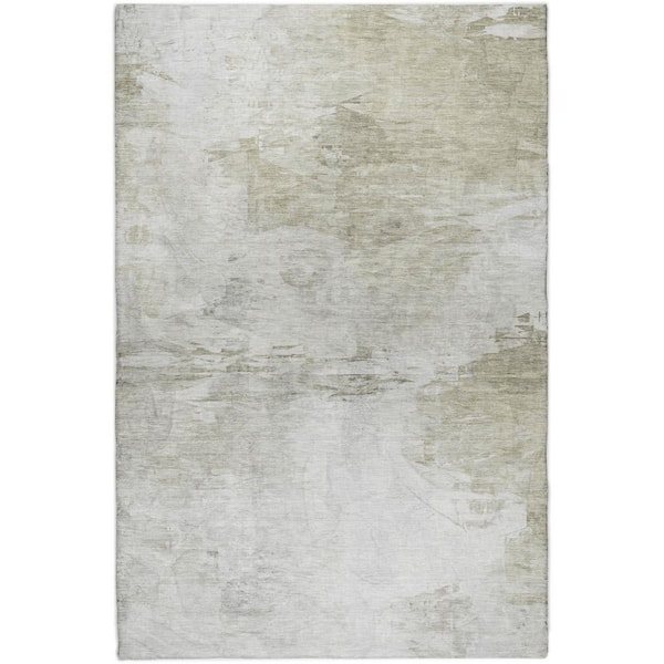 Dream Shag Premium Machine Washable Abstract ADS595 Ivory 8 ft. x 10 ft. Area Rug