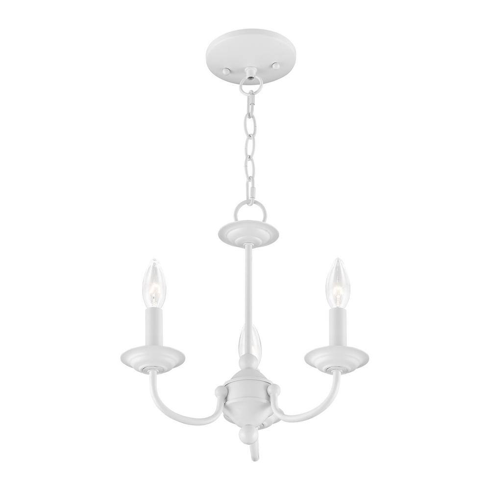 Elegant Mini 3-Light Candle Chandelier in Classic White