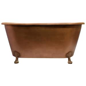 Panya 68.75 in. Copper Double Roll Top Clawfoot Non-Whirlpool Bathtub in Antique Copper