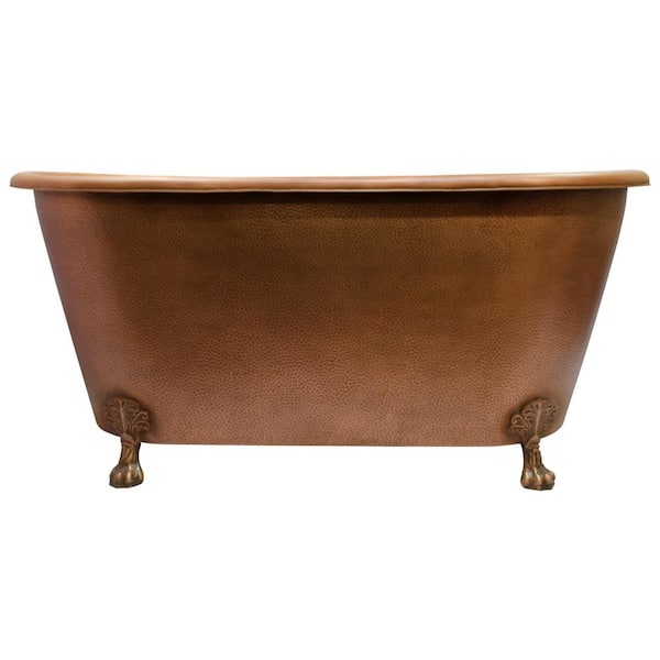 Barclay Products Panya 68.75 in. Copper Double Roll Top Clawfoot Non-Whirlpool Bathtub in Antique Copper