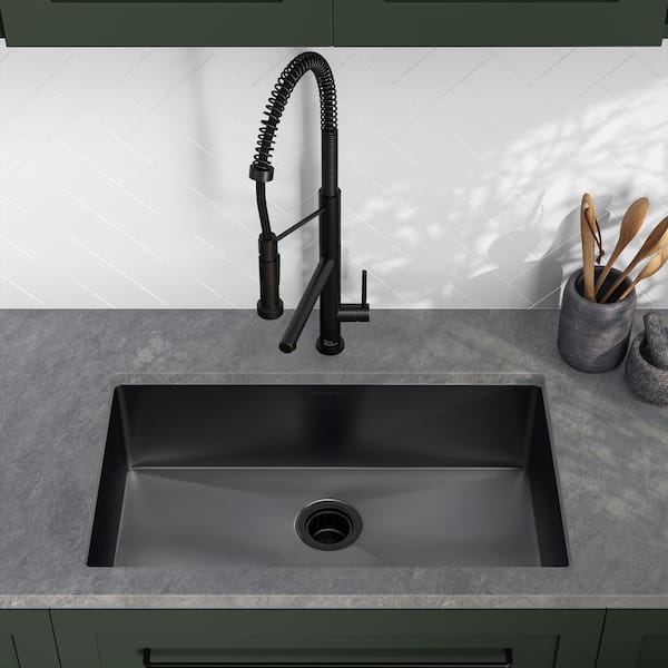 Swiss Madison Rivage Black Stainless Steel 30 in. Single Bowl Undermount Kitchen Sink