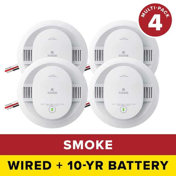 10-Year Hardwired Interconnected Smoke Detector with Photoelectric Sensor (4-Pack), 20SA10