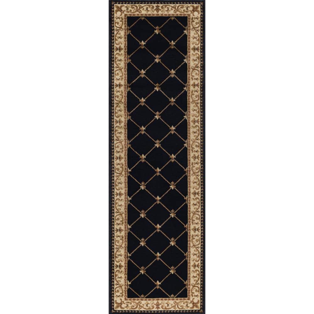 Sensation Black Synthetic Traditional Rectangular Area Rug