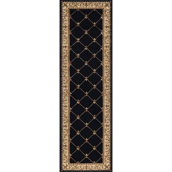 Sensation Border Black 2 ft. x 10 ft. Indoor Runner Rug