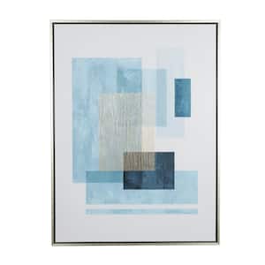 1- Panel Geometric Overlapping Square Framed Wall Art with Gold Textured Grid Accent 47 in. x 36 in.