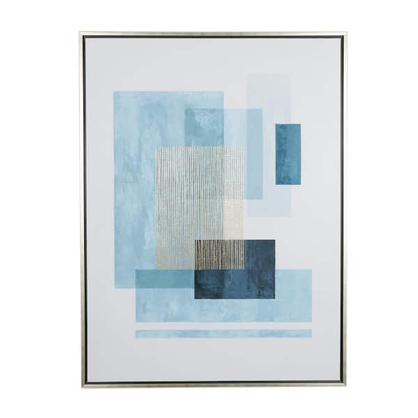 Litton Lane 1- Panel Geometric Overlapping Square Framed Wall Art with Gold Textured Grid Accent 47 in. x 36 in.