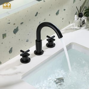 8 in. Widespread Double Handles High-Arc Bathroom Faucet in Matte Black