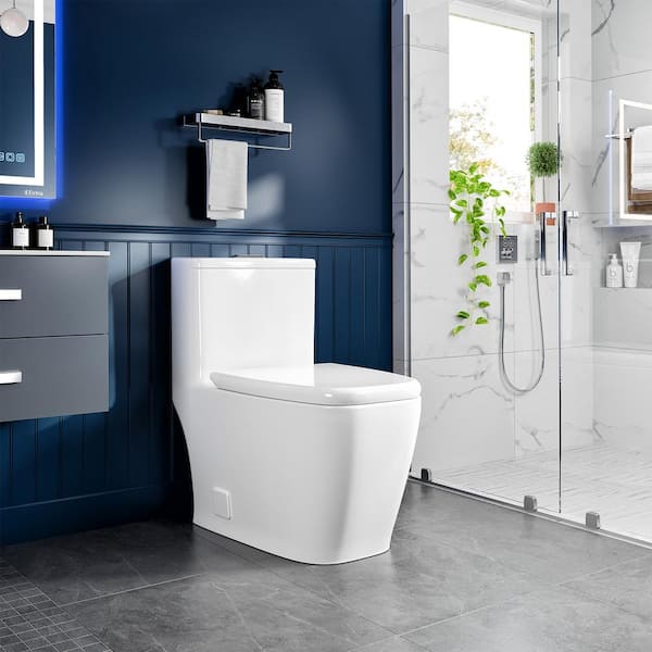 Acadia 1-Piece 1.28 GPF Dual Flush Elongated Toilet in Glossy White