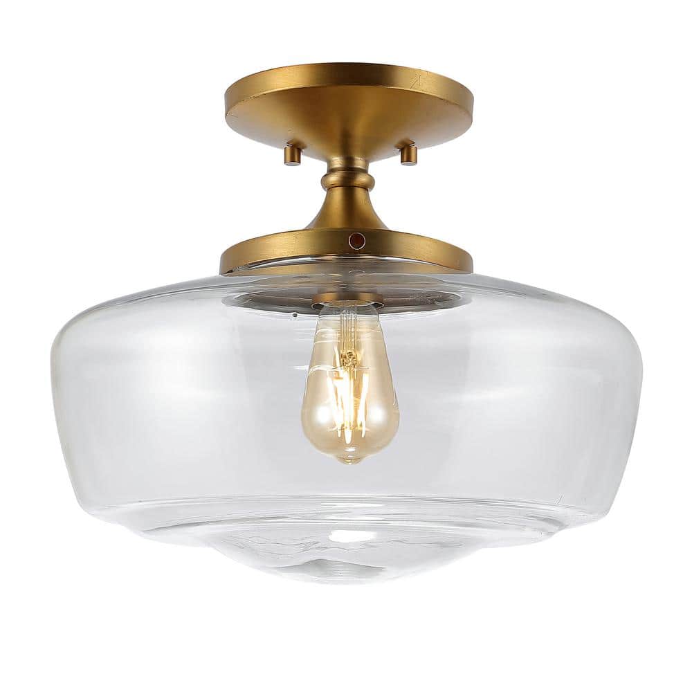 Marfa 17" Brass Gold Glass Farmhouse Modern LED Flush Mount