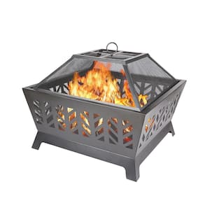 26 in. x 23 in. Square Metal Wood-Burning Fire Pit Kit in Brown