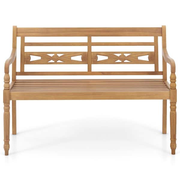 47 Inch 2-Person Teak Wood Outdoor Bench