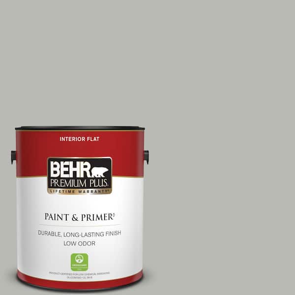 BEHR PREMIUM PLUS 1 gal. #PPU18-11 Classic Silver Flat Low Odor Interior Paint & Primer