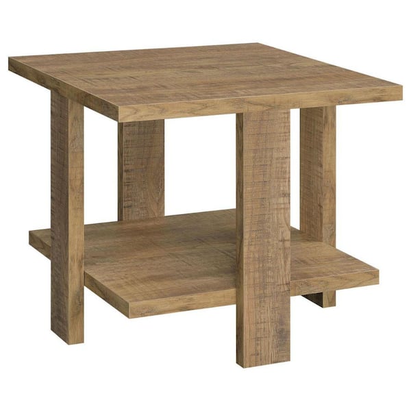 Benjara 23.5 in. Brown Rectangle Wood End Table with Storage Shelf