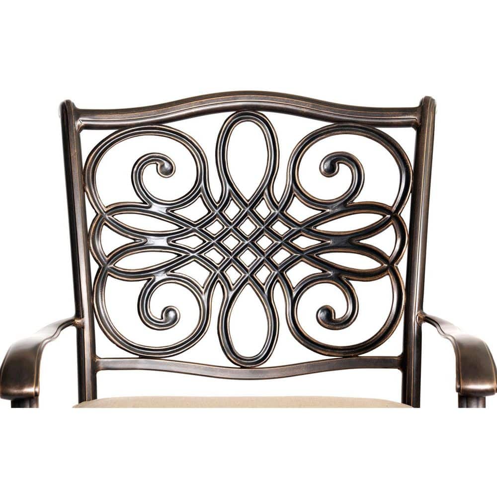 Traditions 5-Piece Tan Aluminum Patio Dining Set with Cushions