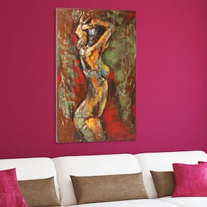 48 in. x 32 in. "Nude Study 3" Mixed Media Iron Hand Painted Dimensional Wall Art