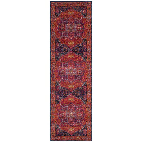 SAFAVIEH Evoke Fuchsia/Orange 2 ft. x 17 ft. Border Runner Rug