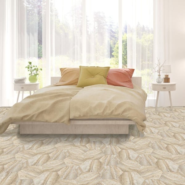 Floor Galore 9x10.4 Self Adhesive Hexagon Vinyl Floor Tile - Sandstone Quartz - 20 Tiles/10 sq.ft