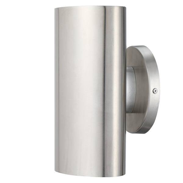 TRUE FINE Linton 10 in. Stainless Steel Modern LED Outdoor Wall Sconce ...