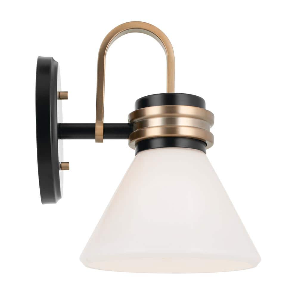 Black and Bronze Opal Glass Dimmable Wall Sconce