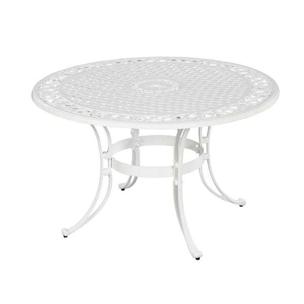Homestyles Sanibel White 48 In Round, White Metal Outdoor Dining Table