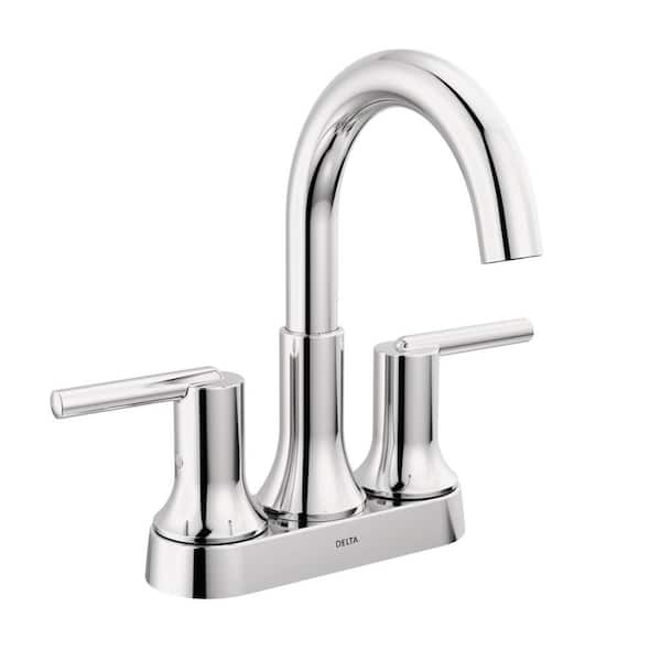 Delta Trinsic 4 in. Centerset Double Handle Bathroom Faucet in Polished Chrome
