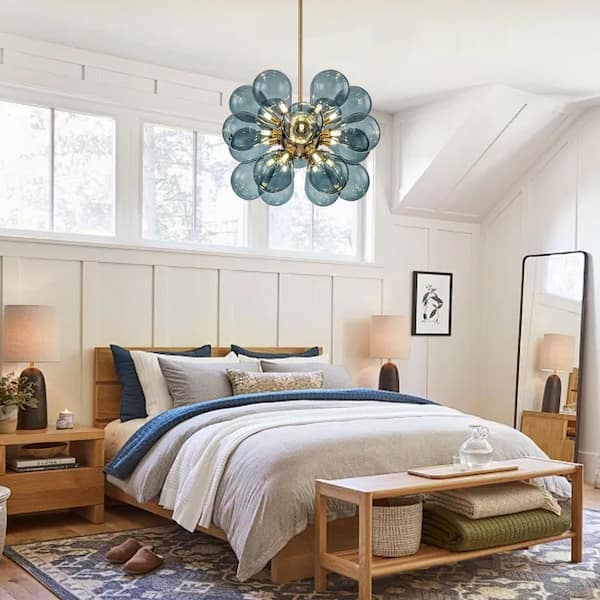 Y'INSP Aureli Sphere 18-Light Antique Brass Cluster Chandelier