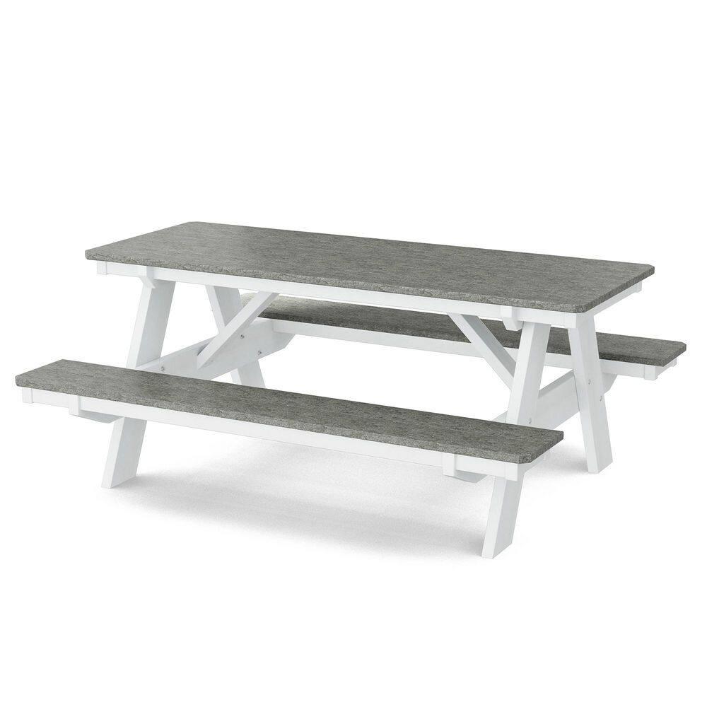 Heritage 72 in. Dark Gray and White Rectangle HDPE Plastic Picnic Table Seats 6 People price history on PriceWatchPro