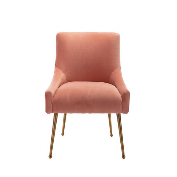 HOMEFUN Pink Modern Velvet Upholstered Dining Chair with Metal Legs