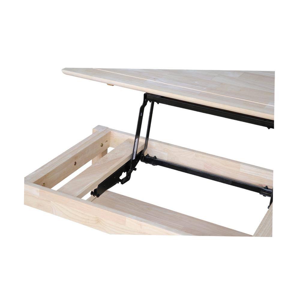 Solid Parawood Bombay Tall Lift-Top Coffee Table in Natural Finish