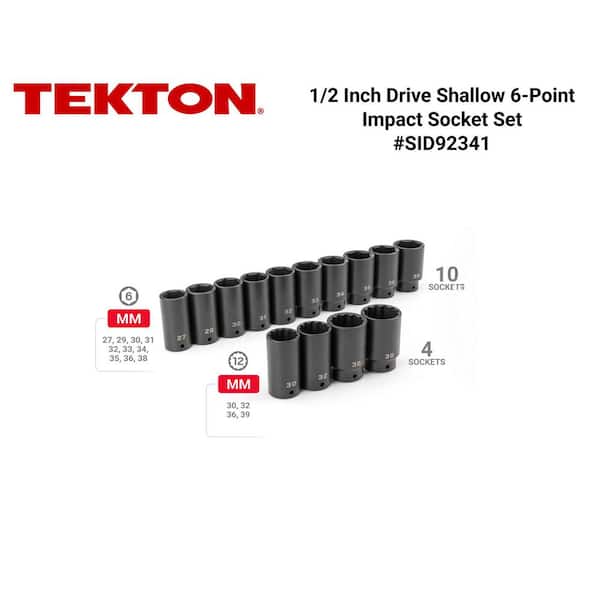 1/2 in. Drive Deep 6-Point and 12-Point Axle Nut Impact Socket Set with Case, 14-Piece (27-39 mm)