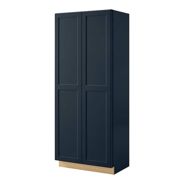 Avondale 36 in. W x 90 in. H x 24 in. D Ready To Assemble Plywood Shaker Wide Pantry Cabinet in Ink Blue