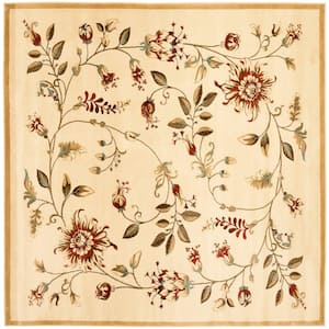 Lyndhurst Ivory/Multi 7 ft. x 7 ft. Square Floral Border Area Rug